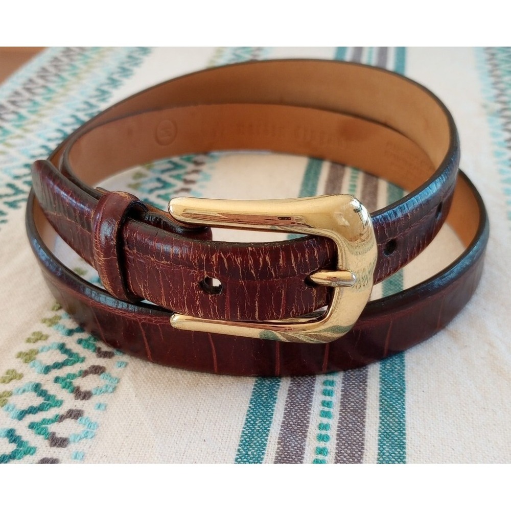 Martin Dingman Ladies Alligator/Italian Calfskin Belt Brass Buckle M (28"-32")
